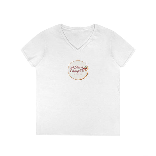 Cherry Pie Slice Ladies' V-Neck T-Shirt — Retro Dessert Graphic