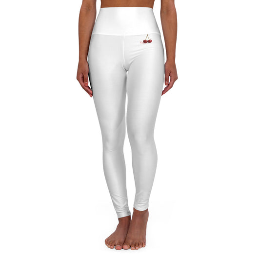 Cherries Blossom High-Waisted Yoga Leggings — Floral Cherry Print