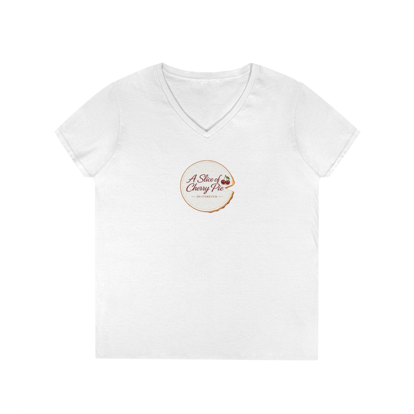 Cherry Pie Slice Ladies' V-Neck T-Shirt — Retro Dessert Graphic